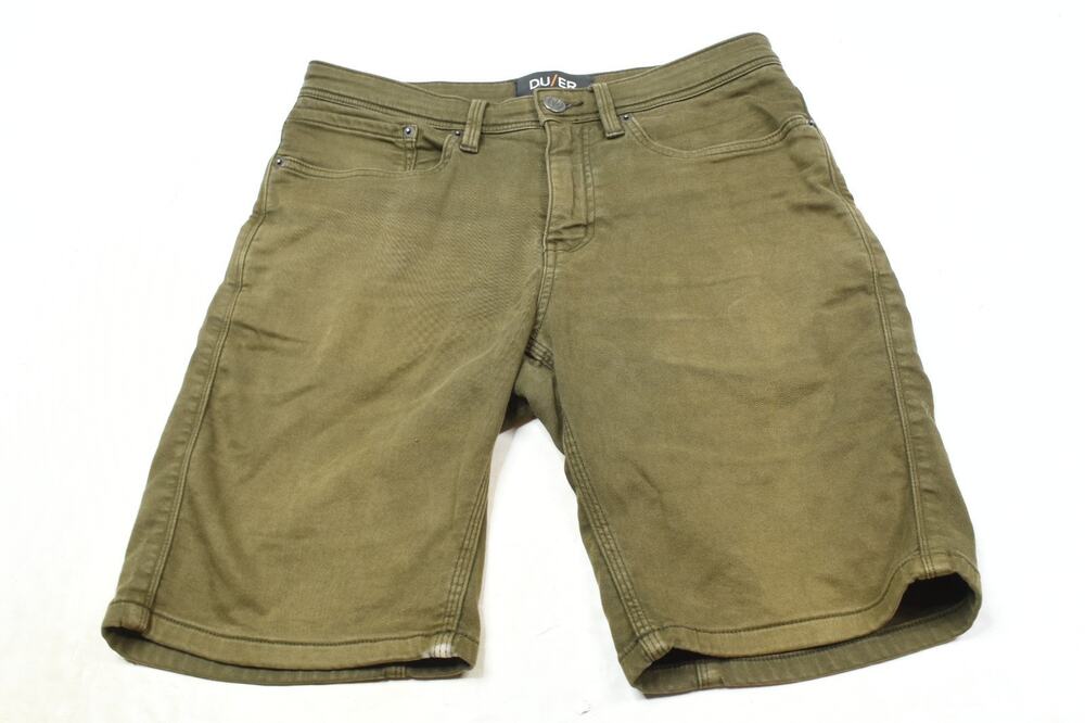 DU/ER N2X Shorts Mens 32 Green Slim Fit Cotton Stretch Casual